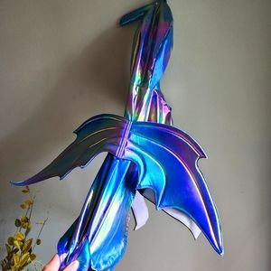 Large dog Halloween Pet Dragon iridescent blue and purple costume